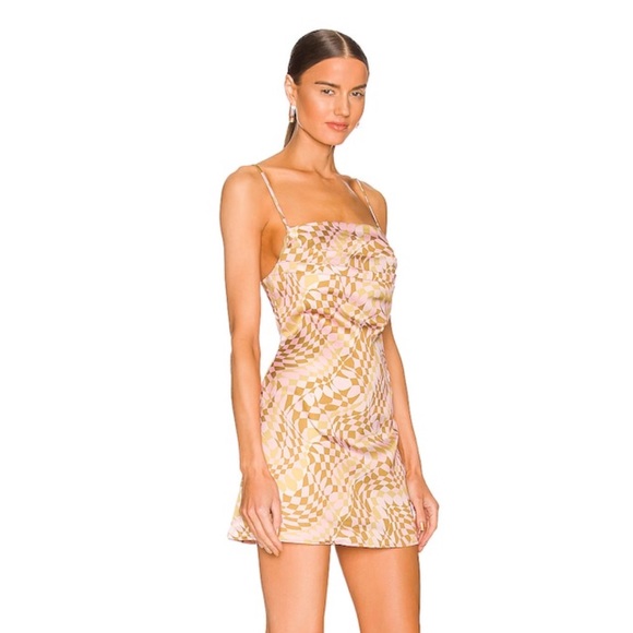 AFRM Doss mini dress in blush checkerboard - Picture 2 of 5